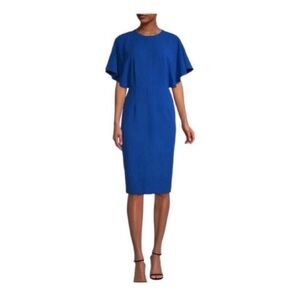 🦋 NWT! BLACK HALO Blue Flutter Sleeve Sheath Dress - Size 6